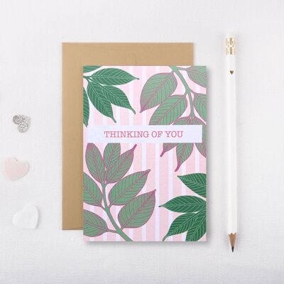 Thinking of You Card - Hello Card - Leaf Print Card