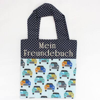 Freundebuch Tasche Autos | Stoffbeutel für Kinder