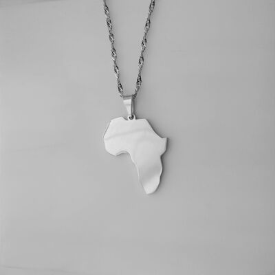 Plain Africa Map Pendant - Silver