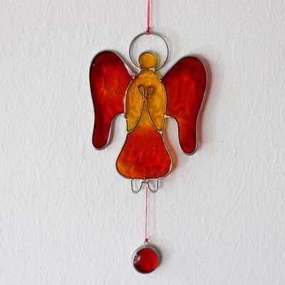 Fensterdeko Engel, Fensterschmuck rot/orange