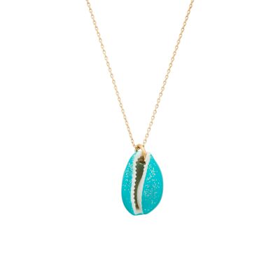 Sequined turquoise shell necklace