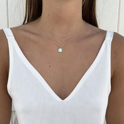 Collier mini indien vert d'eau pailleté