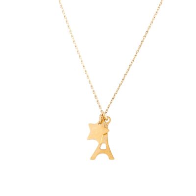 Coral starry Eiffel Tower necklace