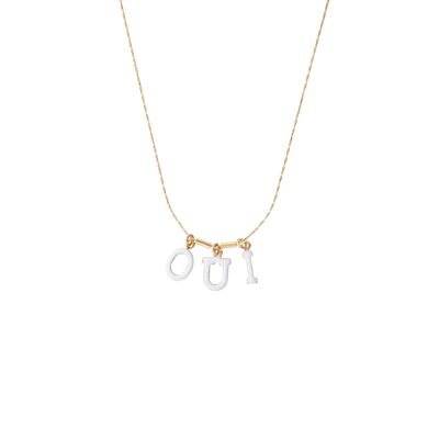 Collier OUI blanc pailleté