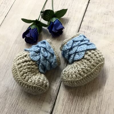 Baby Scale Bootees - Grey/Light Blue