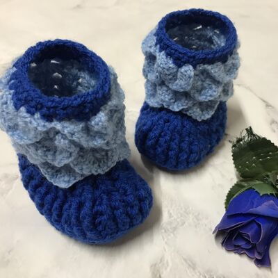 Baby Scale Bootees - Dark Blue/Light Blue