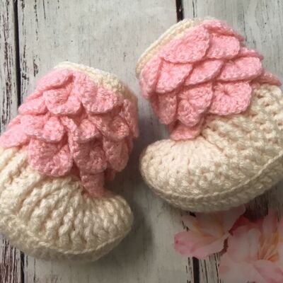 Baby Scale Bootees - White/Light Pink