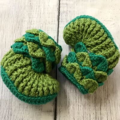 Baby Scale Bootees - Light Green/Dark Green