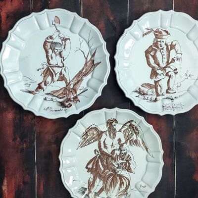 Set de 12 platos de cerámica pintados a mano con los meses del año