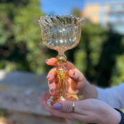 Pareja de copas de cristal soplado de Murano con pan de oro
