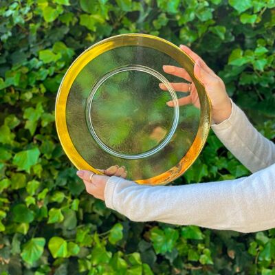 Juego de seis esteras de cristal y oro puro