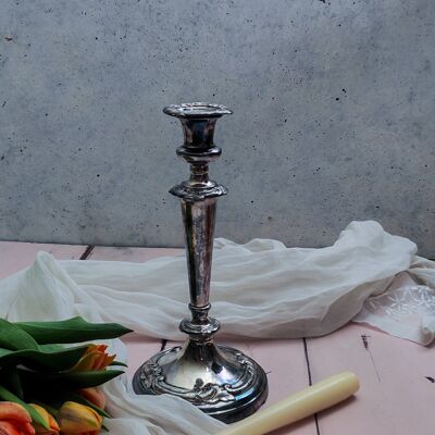 Sheffield candlestick with embossed decoration