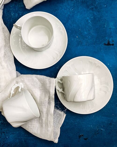 Servizio da tè da collezione Limoges Giraud porcellana bianca
