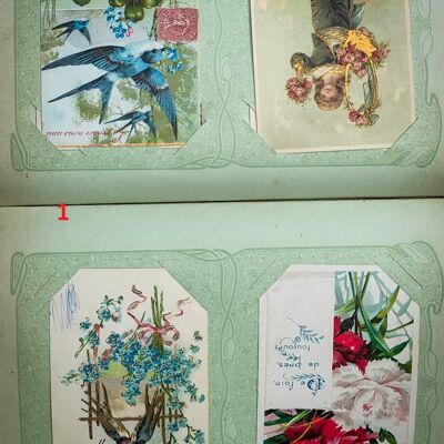 Conjunto de cuatro postales antiguas de principios del siglo XX.