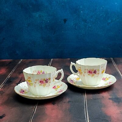 Pair of Royal Albert teacups with flowers