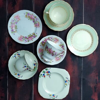 Set of three assorted English teacups