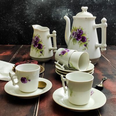 Ginori coffee set of 10 with violets