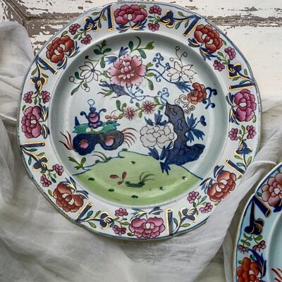 Pair of hand painted mason's plates