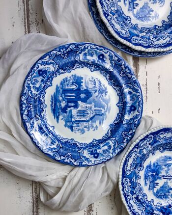 Magnifique paire d'assises de table en porcelaine anglaise bleue et blanche 5