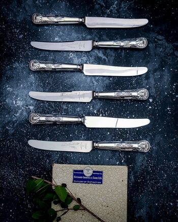 Six couteaux de table anglais Sheffield avec boîte d'origine 1