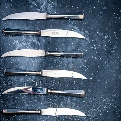 Set of six English dinner knives