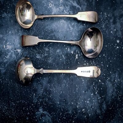 Set of three ladles for sheffield service