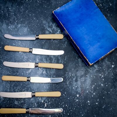 Set of six dessert knives with box
