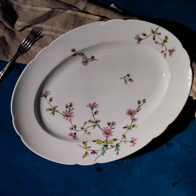 Ginori large oval tray with painted flowers
