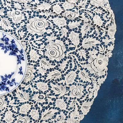 round lace tablecloth with roses