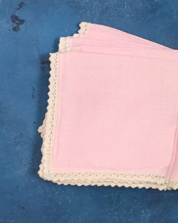 lot de huit serviettes en lin rose 4