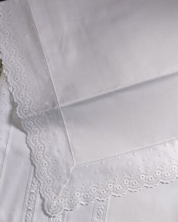 Parure de lit double en coton mako blanc 5