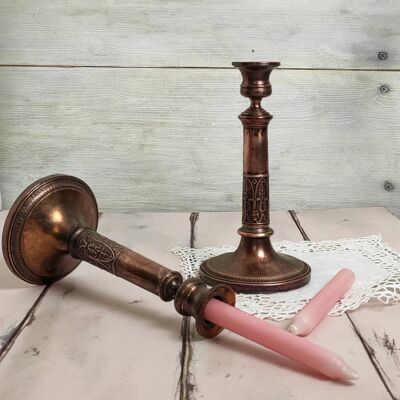 Pair of copper candlesticks