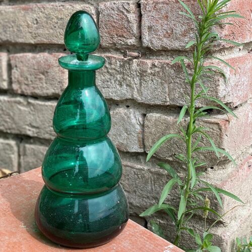 Bottiglia vetro murano verde Carlo Moretti