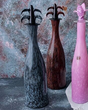 Bouteilles de collection en verre de Murano Carlo Moretti - bouteille noire 2