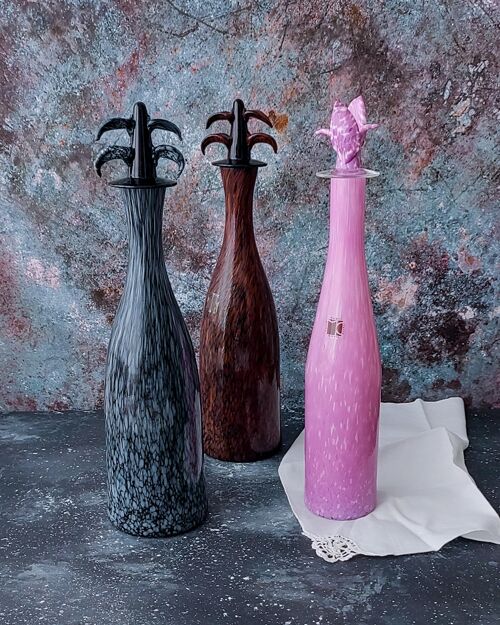 Bottiglie da collezione in vetro murano Carlo Moretti - bottiglia rosa