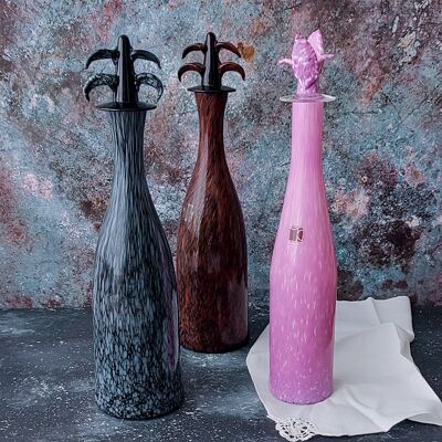 Botellas coleccionables de cristal de Murano Carlo Moretti - botella rosa