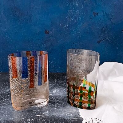 Pair of Murano glasses and water by Carlo Moretti