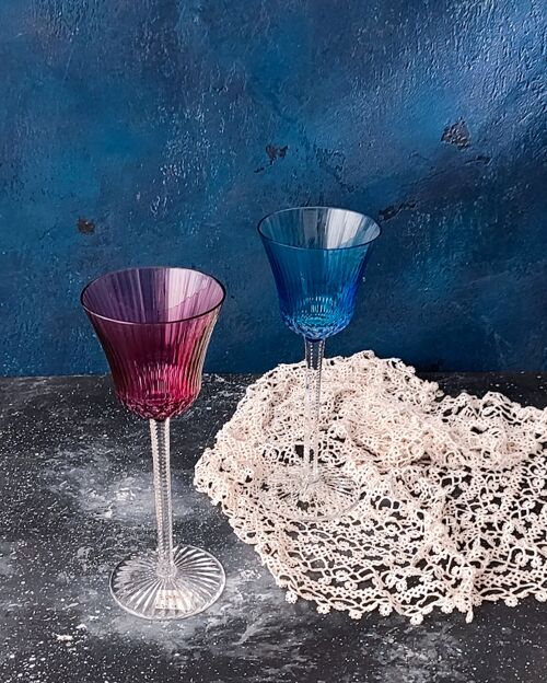 Coppia bicchieri vino cristallo saint louis colorati