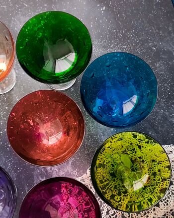 Paire de coupes bulles en cristal coloré saint louis 4