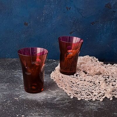 Paire de verres en cristal de Saint Louis rouge