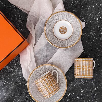 Paire de tasses à café Hermès à décor de mosaïque