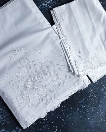 Drap double en lin blanc anges siciliens 1