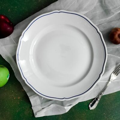 Ginori round serving plate with blue border