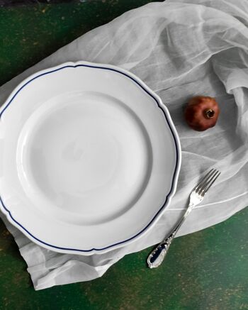 Assiette de service ronde Ginori avec bordure bleue 4