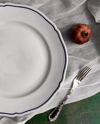 Assiette de service ronde Ginori avec bordure bleue 5