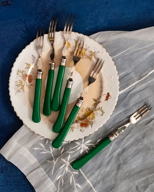 Set forchette da dolce manico verde