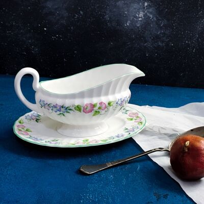English porcelain gravy boat with flowers