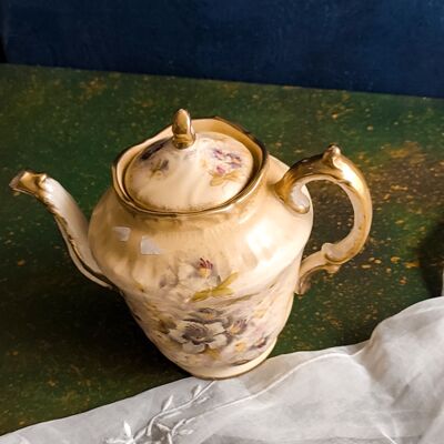 Hand painted cream teapot