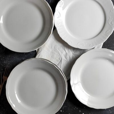 Set aus sechs Speisetellern aus weißem italienischem Porzellan