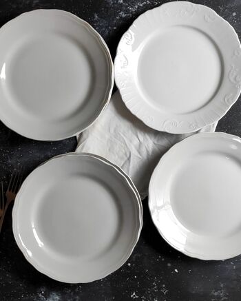 ensemble de six assiettes plates en porcelaine blanche italienne 1